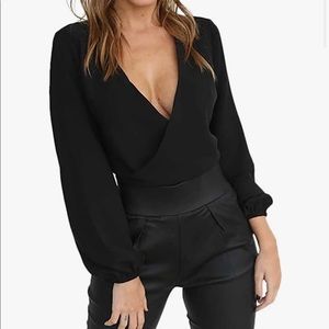 Chemenwin Women's Sexy V Neck Chiffon Blouses Casual Long Sleeve